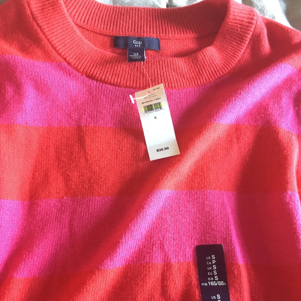 Gap Pink & Red Stripe Sweater Sz Small NWT